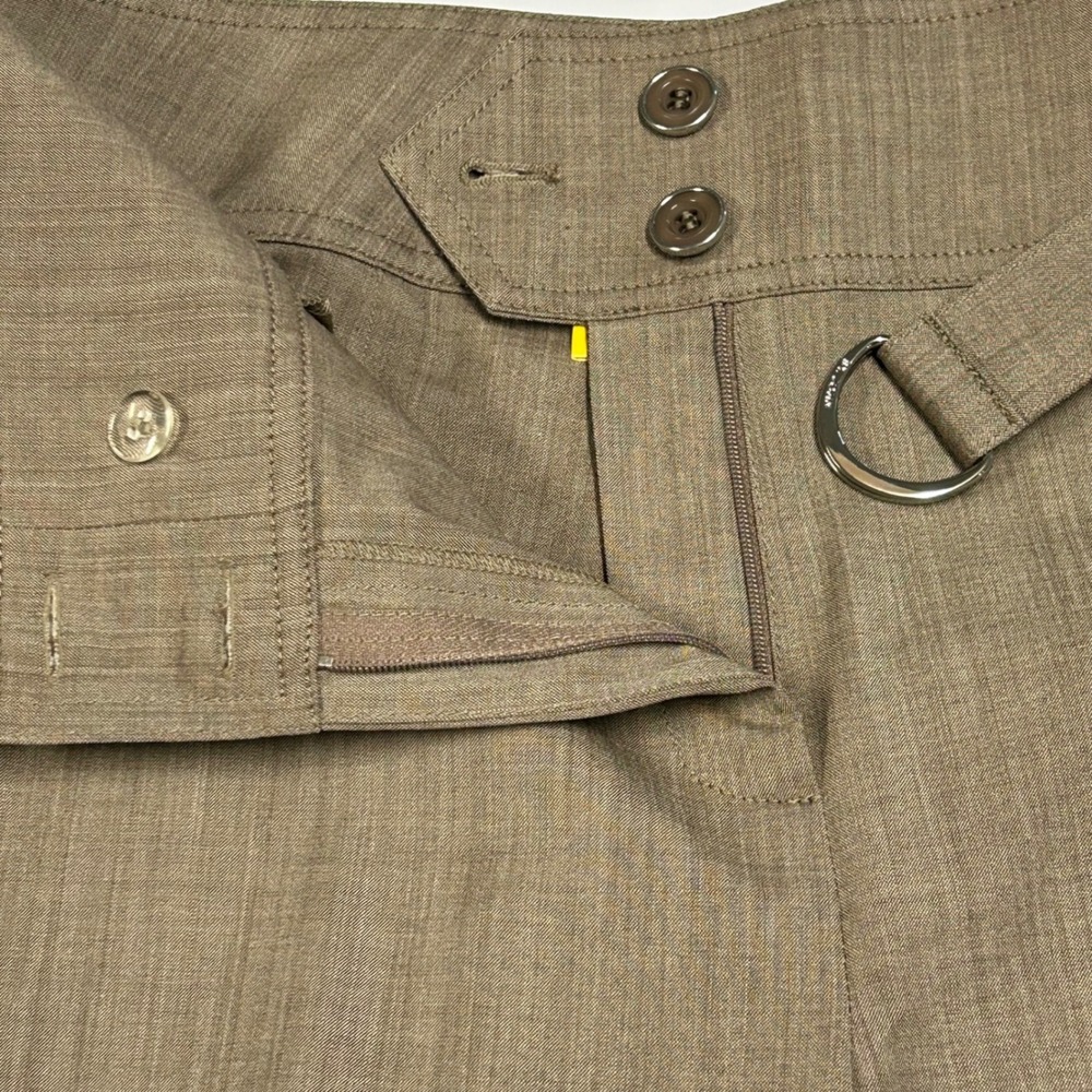 St John Women Trouser Pants 8 Straight Leg Wool Blend Belted Taupe Brown Career - Picture 5 of 11